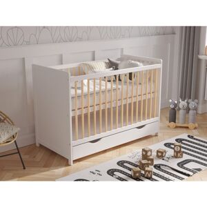 Harriet Bee Tilly-Mae Cot Bed with Mattress White/Pine Harriet Bee Tilly-Mae Cot Bed with Mattress White/Pine