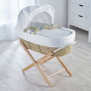 Kinder Valley White Waffle Palm Moses Basket with Mattress, Padded Liner & Hood Kinder Valley White Waffle Palm Moses Basket with Mattress, Padded Liner & Hood