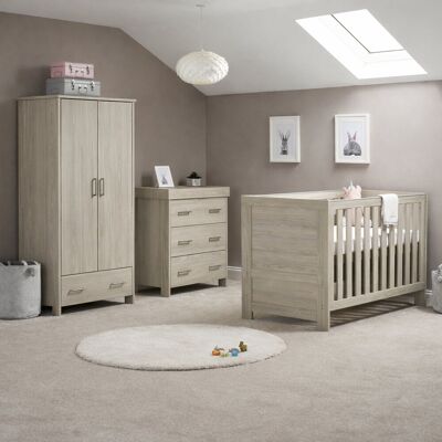Obaby Nika Cot Bed 3-Piece Nursery Furniture Set Grey Wash 70 x 140 cm Obaby Nika Cot Bed 3-Piece Nursery Furniture Set Grey Wash 70 x 140 cm