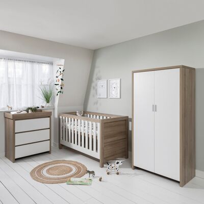 Tutti Bambini Modena 3-Piece Nursery Furniture Room Set White/Oak 70 x 140 cm Tutti Bambini Modena 3-Piece Nursery Furniture Room Set White/Oak 70 x 140 cm