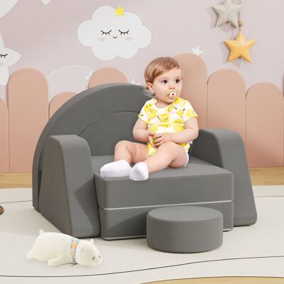 Isabelle & Max Johnson Modular Play Couch, Toddler Sofa, DIY Convertible Sofa with Soft Sponge Cushions Dark Grey 46.5cm H X 65cm W X 61cm D Isabelle & Max Johnson Modular Play Couch, Toddler Sofa, DIY Convertible Sofa with Soft Sponge Cushions Dark Grey 46.5cm H X 65cm W X 61cm D