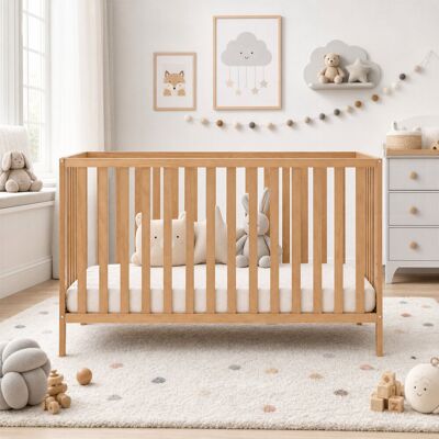 Harriet Bee 4-in-1 Vertical Slat Cot Bed Natural Wood Standard Harriet Bee 4-in-1 Vertical Slat Cot Bed Natural Wood Standard