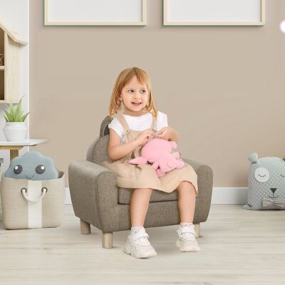 Isabelle & Max Mexia Kids Sofa Toddler Chair with Ear Modeling for Preschool Wood Brown Brown 50cm H X 60cm W X 42cm D Isabelle & Max Mexia Kids Sofa Toddler Chair with Ear Modeling for Preschool Wood Brown Brown 50cm H X 60cm W X 42cm D