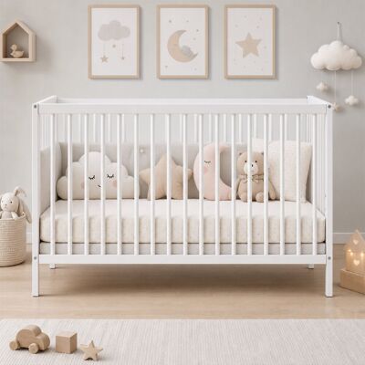 Harriet Bee 4-in-1 Round Spindle Guardrail Cot Bed White Standard Harriet Bee 4-in-1 Round Spindle Guardrail Cot Bed White Standard