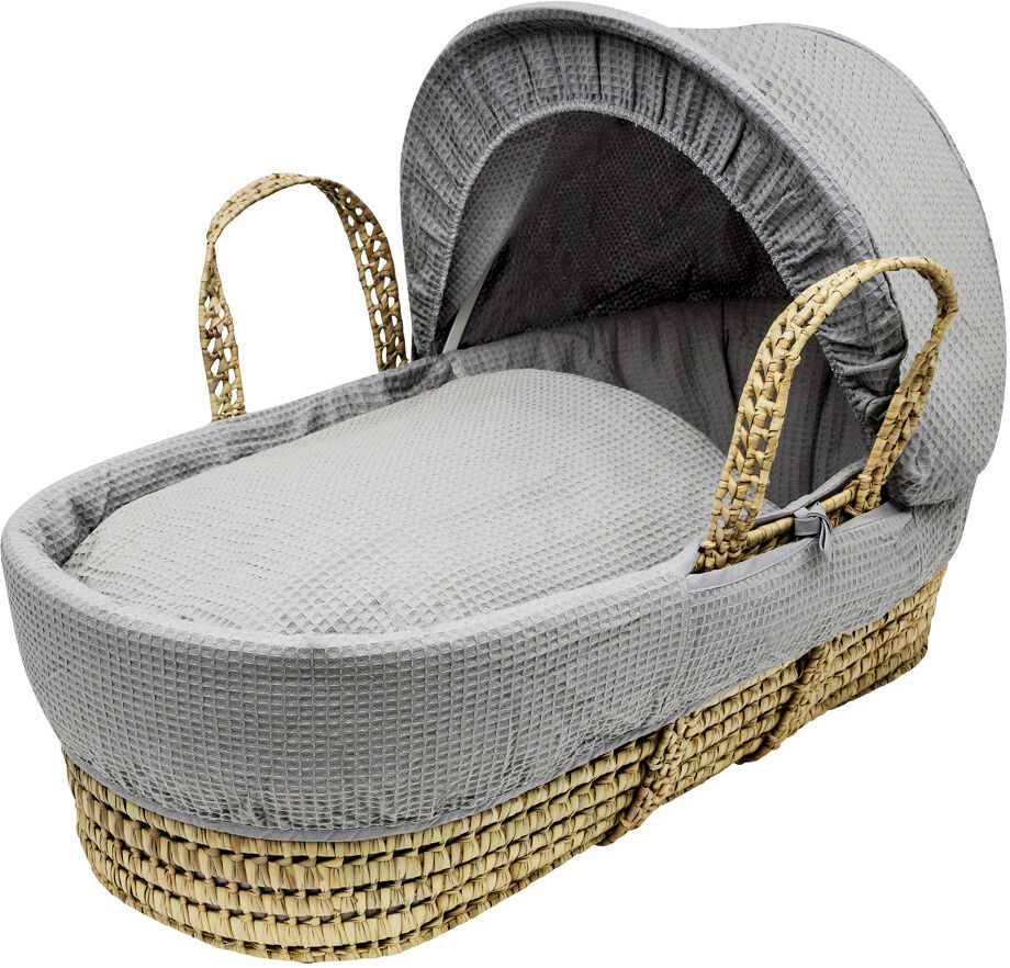 Kinder Valley Waffle Palm Moses Basket with Bedding 50cm H X 47cm W X 86cm L