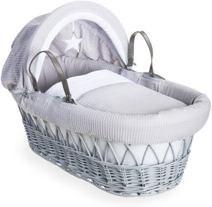 Clair De Lune Silver Lining Moses Basket with Bedding Clair De Lune Colour: Grey Grey  - Size: 80cm H X 80cm W X 15cm D Clair De Lune Silver Lining Moses Basket with Bedding Clair De Lune Colour: Grey Grey  - Size: 80cm H X 80cm W X 15cm D