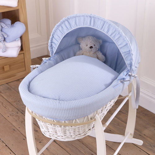 Clair De Lune Waffle Moses Basket with Bedding Clair De Lune Colour: Blue  - Size: Double - 2 Pillowcases (80 x 80 cm) Clair De Lune Waffle Moses Basket with Bedding Clair De Lune Colour: Blue  - Size: Double - 2 Pillowcases (80 x 80 cm)