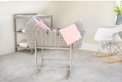 Clair De Lune Dimple Moses Basket with Bedding Clair De Lune Colour: Pink  - Size: 45 x 45cm Clair De Lune Dimple Moses Basket with Bedding Clair De Lune Colour: Pink  - Size: 45 x 45cm