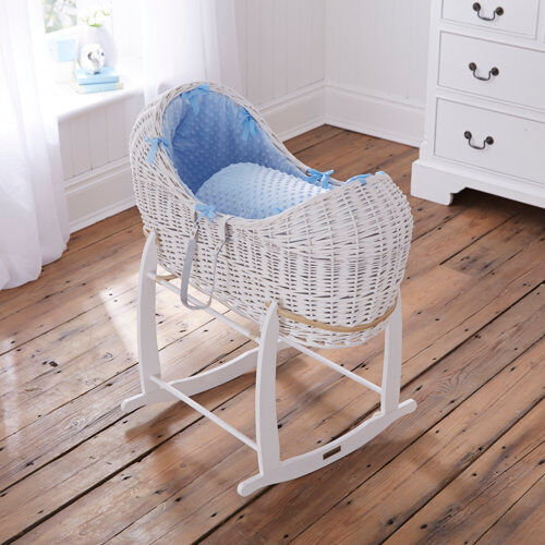Clair De Lune Dimple Moses Basket with Bedding Clair De Lune Colour: Blue  - Size: 45 x 45cm Clair De Lune Dimple Moses Basket with Bedding Clair De Lune Colour: Blue  - Size: 45 x 45cm