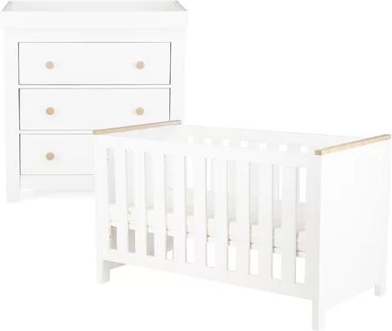 CuddleCo Aylesbury Cot Bed 2 Piece Nursery Furniture Set CuddleCo Colour: White/Ash CuddleCo Aylesbury Cot Bed 2 Piece Nursery Furniture Set CuddleCo Colour: White/Ash