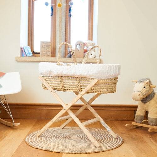 Clair De Lune Moses Basket with Bedding and Stand Clair De Lune 44cm H X 18cm W X 12cm D Clair De Lune Moses Basket with Bedding and Stand Clair De Lune 44cm H X 18cm W X 12cm D