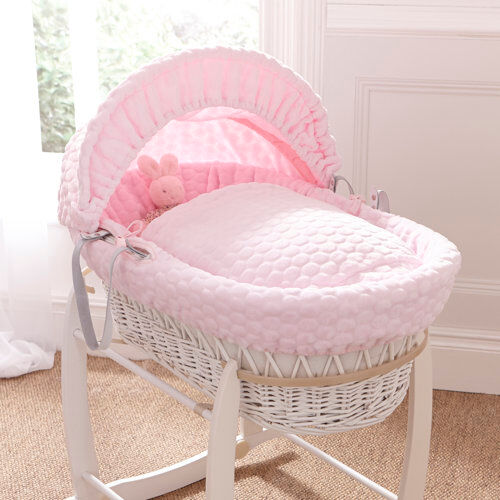 Clair De Lune Marshmallow Moses Basket with Bedding Clair De Lune Finish: Pink  - Size: Clair De Lune Marshmallow Moses Basket with Bedding Clair De Lune Finish: Pink  - Size: