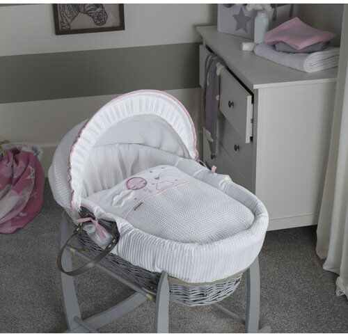 Clair De Lune Over the Moon Moses Basket Clair De Lune Colour: Grey/Pink  - Size: Rectangle 160 x 230cm Clair De Lune Over the Moon Moses Basket Clair De Lune Colour: Grey/Pink  - Size: Rectangle 160 x 230cm