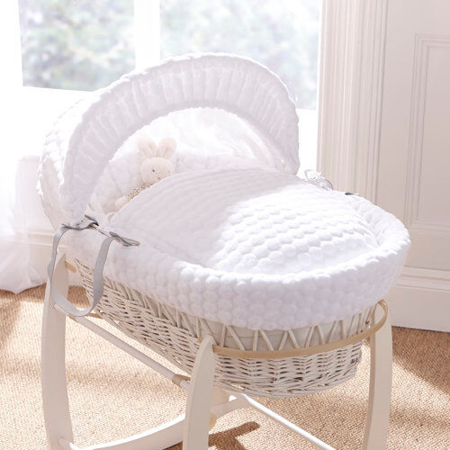 Clair De Lune Marshmallow Moses Basket with Bedding Clair De Lune Finish: White  - Size: 120 cm H x 80 cm W Clair De Lune Marshmallow Moses Basket with Bedding Clair De Lune Finish: White  - Size: 120 cm H x 80 cm W