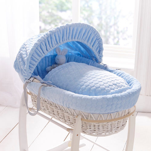Clair De Lune Marshmallow Moses Basket with Bedding Clair De Lune Finish: Blue  - Size: 12cm H X 11cm W X 11cm D Clair De Lune Marshmallow Moses Basket with Bedding Clair De Lune Finish: Blue  - Size: 12cm H X 11cm W X 11cm D