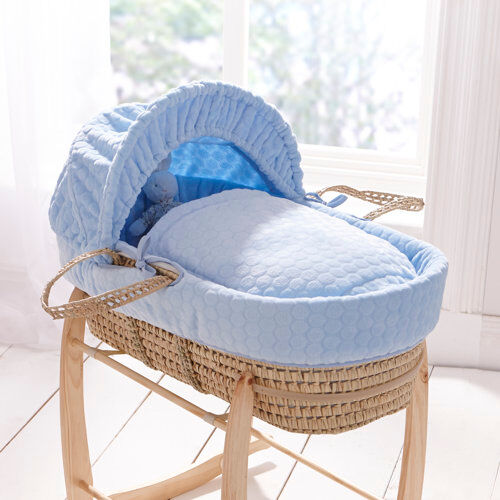 Clair De Lune Marshmallow Moses Basket Clair De Lune Colour: Blue  - Size: 83cm H x 130cm W x 61cm D Clair De Lune Marshmallow Moses Basket Clair De Lune Colour: Blue  - Size: 83cm H x 130cm W x 61cm D