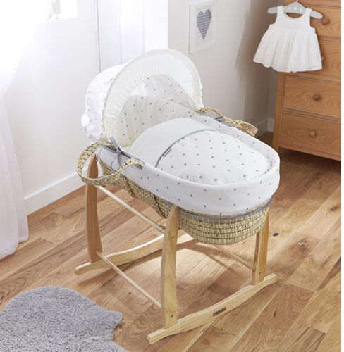 Clair De Lune Lullaby Hearts Moses Basket Clair De Lune  - Size: Large Clair De Lune Lullaby Hearts Moses Basket Clair De Lune  - Size: Large