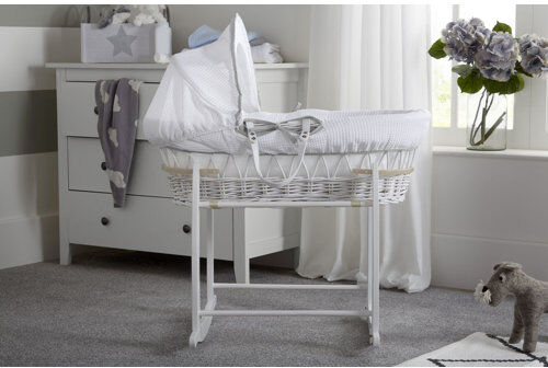 Clair De Lune Over the Moon Moses Basket Clair De Lune Colour: White/Grey  - Size: Rectangle 200 x 300cm Clair De Lune Over the Moon Moses Basket Clair De Lune Colour: White/Grey  - Size: Rectangle 200 x 300cm