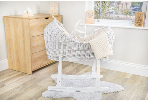 Clair De Lune Waffle Moses Basket with Bedding Clair De Lune Colour: Cream, Finish: White  - Size: 50cm -100cm H X 45cm -100cm W X 25cm -45cm D Clair De Lune Waffle Moses Basket with Bedding Clair De Lune Colour: Cream, Finish: White  - Size: 50cm -100cm H X 45cm -100cm W X 25cm -45cm D