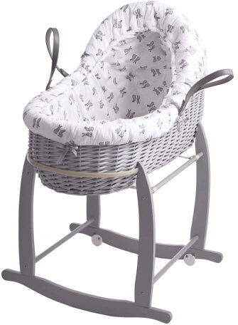 Clair De Lune Rachel Riley Bunny Moses Basket with Bedding and Stand Clair De Lune  - Size: 51cm H X 27cm W X 76cm D Clair De Lune Rachel Riley Bunny Moses Basket with Bedding and Stand Clair De Lune  - Size: 51cm H X 27cm W X 76cm D