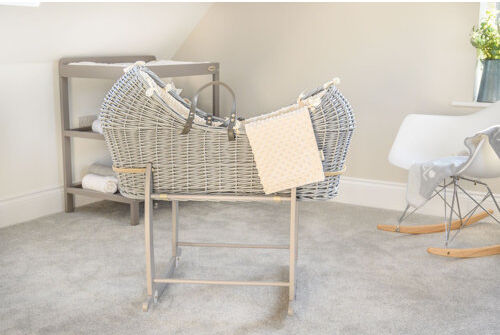 Clair De Lune Dimple Moses Basket with Bedding Clair De Lune Colour: Cream  - Size: 81cm H x 56cm W x 1cm D Clair De Lune Dimple Moses Basket with Bedding Clair De Lune Colour: Cream  - Size: 81cm H x 56cm W x 1cm D