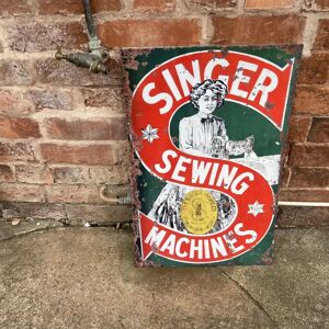 East Urban Home Genuine Singer Sewing Machine S - Metal Sign gray/green/red/white 60.0 H x 40.0 W cm