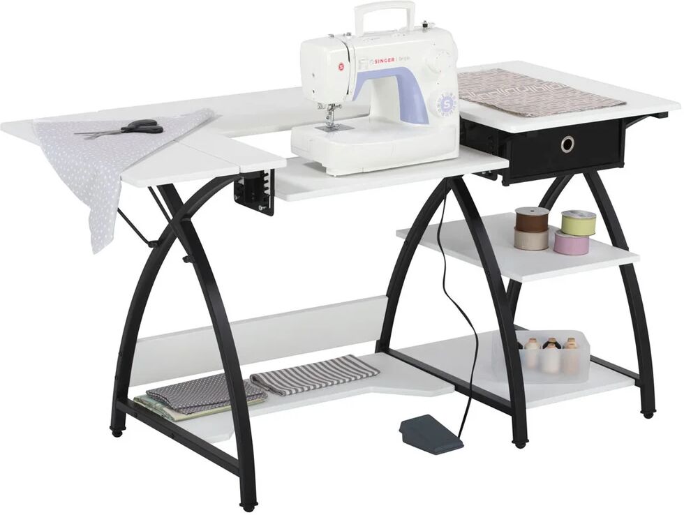 Symple Stuff Shandra 93Cm x 38.5Cm Foldable Sewing Table with Sewing Machine Platform black/brown 76.2 H x 144.15 W x 59.69 D cm