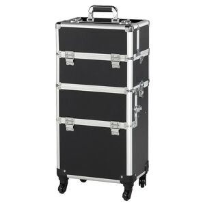 Ebern Designs Rolling Cosmetic Case Professional Makeup Suitcase Travel Case Organizer black 70.1 H x 36.0 W x 24.0 D cm