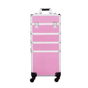 Ebern Designs Makeup Train Case Rolling Cosmetology Case on Wheels Travel Case Organizer pink 72.0 H x 34.0 W x 25.5 D cm