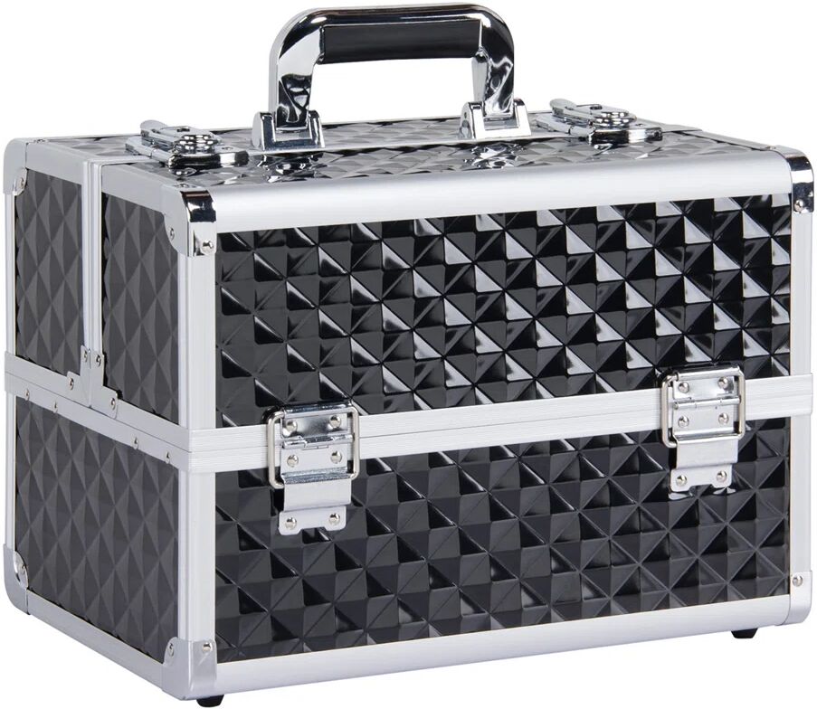 Rebrilliant Professional Cosmetic Case Lockable Makeup Box Beauty Travel Case gray/black 25.0 H x 22.2 W x 34.7 D cm