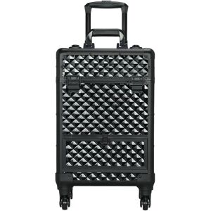 Ebern Designs Rolling Cosmetic Case Professional Makeup Suitcase Travel Case Organizer with Drawer Black black 55.5 H x 34.3 W x 22.2 D cm