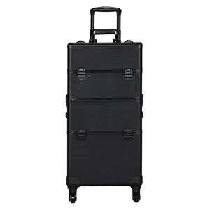 Ebern Designs Professional Makeup Suitcase Travel Case Organizer Rolling Cosmetic Case Black black 78.0 H x 36.0 W x 24.0 D cm