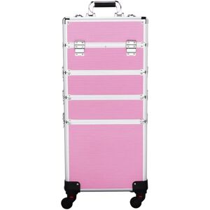 Ebern Designs Makeup Train Case Rolling Cosmetology Case on Wheels Travel Case Organizer pink 72.0 H x 34.0 W x 25.5 D cm