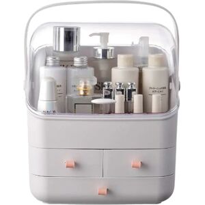 Rebrilliant 3-Layer Desktop Cosmetic Storage Box Make Up Organiser Transparent Separation Dressing Table Makeup Organiser Portable Beauty Makeup Case 35.5*28*18CM gray 35.5 H x 28.0 W x 18.0 D cm