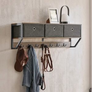 Borough Wharf Ghazi 7 - Hook Wall Mounted Coat Rack with Storage in Brown/Gray black/brown/gray 30.0 H x 100.0 W x 20.0 D cm