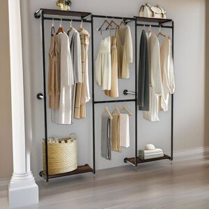 Rafaelo Mobilia Heavy Duty Wall-Mounted Metal Clothes Rail Open Wardrobe