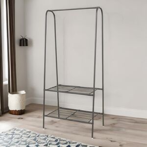 Rafaelo Mobilia Heavy Duty Metal Clothes Rail Open Wardrobe With 2 Shelves