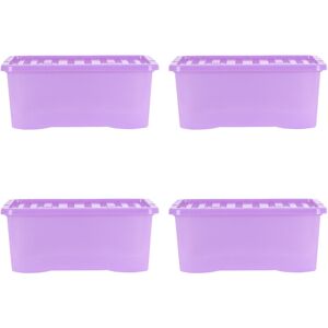 Wham Sparkle 60L Plastic Storage Boxes Pack of 4 Tint Lavender Purple 45L