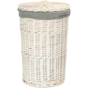 August Grove Wicker Round Laundry Hamper Basket with Lining White Wash/Grey 50" H x 33" W x 33" D August Grove Wicker Round Laundry Hamper Basket with Lining White Wash/Grey 50" H x 33" W x 33" D