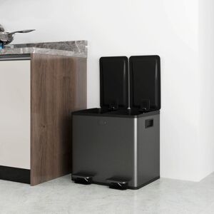 17 Stories Stainless Steel 30 Litre Step On Multi-Compartments Trash & Recycling Bin Black 30L 17 Stories Stainless Steel 30 Litre Step On Multi-Compartments Trash & Recycling Bin Black 30L