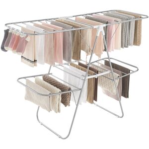 Rebrilliant 2-Level Clothes Airer, Foldable Clothes Drying Rack, Laundry Rack With Height-Adjustable Wings, Free-Standing Clothes Horse, Indoor Outdoor Use, Bed L 171cm H X 157cm W X 56cm D Rebrilliant 2-Level Clothes Airer, Foldable Clothes Drying Rack, Laundry Rack With Height-Adjustable Wings, Free-Standing Clothes Horse, Indoor Outdoor Use, Bed L 171cm H X 157cm W X 56cm D