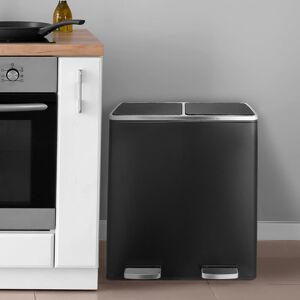 LIFERUN Stainless Steel 60 Litre Step on Recycling Bin Black 60L LIFERUN Stainless Steel 60 Litre Step on Recycling Bin Black 60L