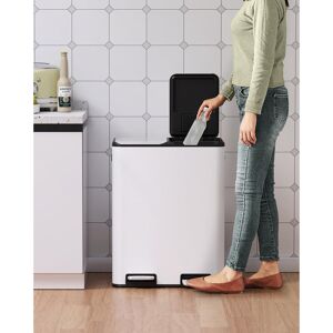 LIFERUN 2 Compartments Differentiated Rubbish Bin, 60l Kitchen Bin With Pedal, 2 X 30 L Removable Bucket, Silent Closing, Odour Filter, Waste Bin For Separate White 60L LIFERUN 2 Compartments Differentiated Rubbish Bin, 60l Kitchen Bin With Pedal, 2 X 30 L Removable Bucket, Silent Closing, Odour Filter, Waste Bin For Separate White 60L