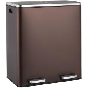 Ivy Bronx Rubbish Bin, 2 Compartments, Kitchen Waste Bin, 60 L (2 X 30 Litres), With Soft Close Lid, Made Of Metal, 2 Pieces Plastic Inner Bin, Anti-fingerprint Brown 60L Ivy Bronx Rubbish Bin, 2 Compartments, Kitchen Waste Bin, 60 L (2 X 30 Litres), With Soft Close Lid, Made Of Metal, 2 Pieces Plastic Inner Bin, Anti-fingerprint Brown 60L