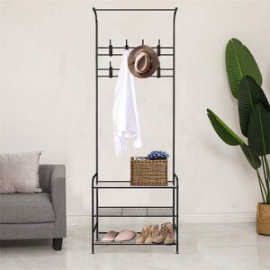 Rebrilliant Iron 8 - Hook Freestanding Coat Stand Storage Black 180cm H X 63.5cm W X 29cm D Rebrilliant Iron 8 - Hook Freestanding Coat Stand Storage Black 180cm H X 63.5cm W X 29cm D