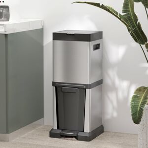 Rebrilliant Gaetan 34 Litre Step On Touch Top Trash Can Silver 34L Rebrilliant Gaetan 34 Litre Step On Touch Top Trash Can Silver 34L