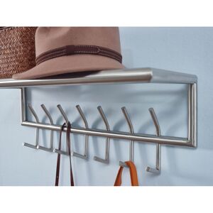 Rebrilliant Jansen Steel 14 - Hook Wall Mounted Coat Rack with Storage Silver 29cm H X 75cm W X 30cm D Rebrilliant Jansen Steel 14 - Hook Wall Mounted Coat Rack with Storage Silver 29cm H X 75cm W X 30cm D