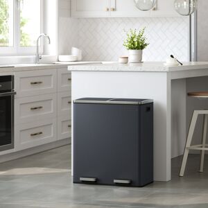 Songmics Stainless Steel Step On Multi-Compartments Rubbish and Recycling Bin Dark Grey 60L Songmics Stainless Steel Step On Multi-Compartments Rubbish and Recycling Bin Dark Grey 60L