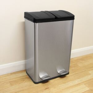 Rebrilliant Helsel Plastic 60 Litre Step on Multi Compartments Rubbish and Recycling Bin Silver/Black 60L Rebrilliant Helsel Plastic 60 Litre Step on Multi Compartments Rubbish and Recycling Bin Silver/Black 60L