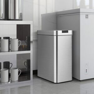 Metro Slim Kitchen Trash Can 50L Automatic Sensor Garbage Can With Wing Lids Silver 50L Metro Slim Kitchen Trash Can 50L Automatic Sensor Garbage Can With Wing Lids Silver 50L